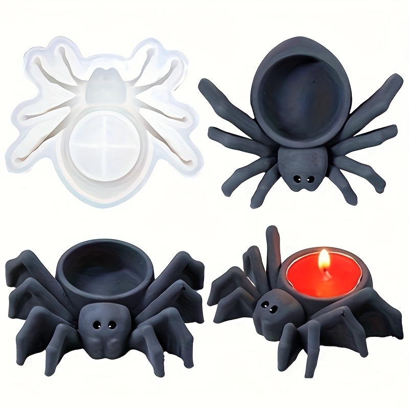Candle Making Design - แม่พิมพ์ซิลิโคนสำหรับเทียนรูปแมงมุม เหมาะสำหรับสร้างเชิงเทียนหอมและของตกแต่งบ้านธีมฮาโลวีนโดยใช้ปูนปลาสเตอร์และกาว