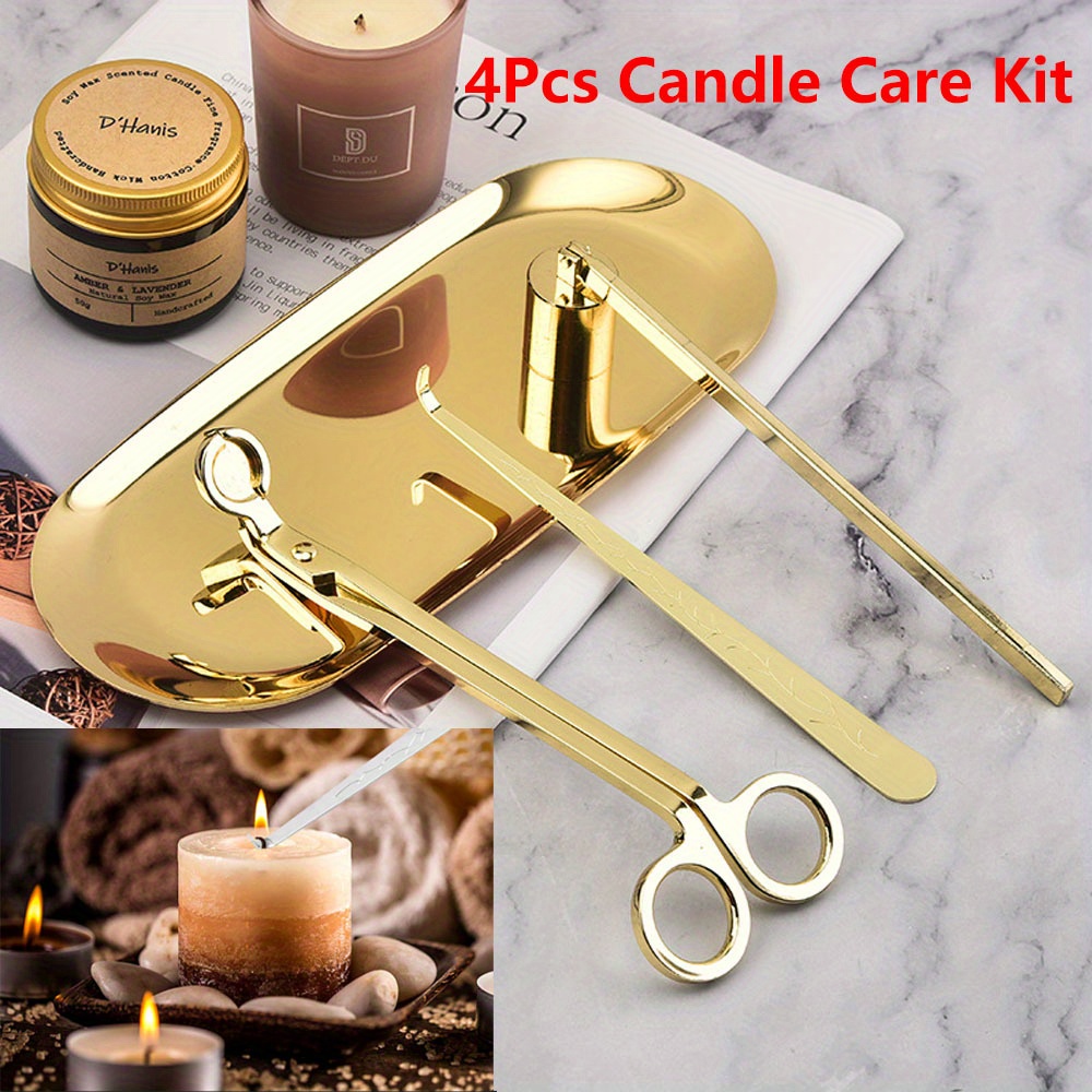 Candle Making Supplies - 4 ชิ้น/เซ็ตหรูหราเทียนชุดดูแลสแตนเลส Wick Trimmer กรรไกรเครื่องดับเพลิงตะขอเทียนอุปกรณ์เสริมชุด DIY